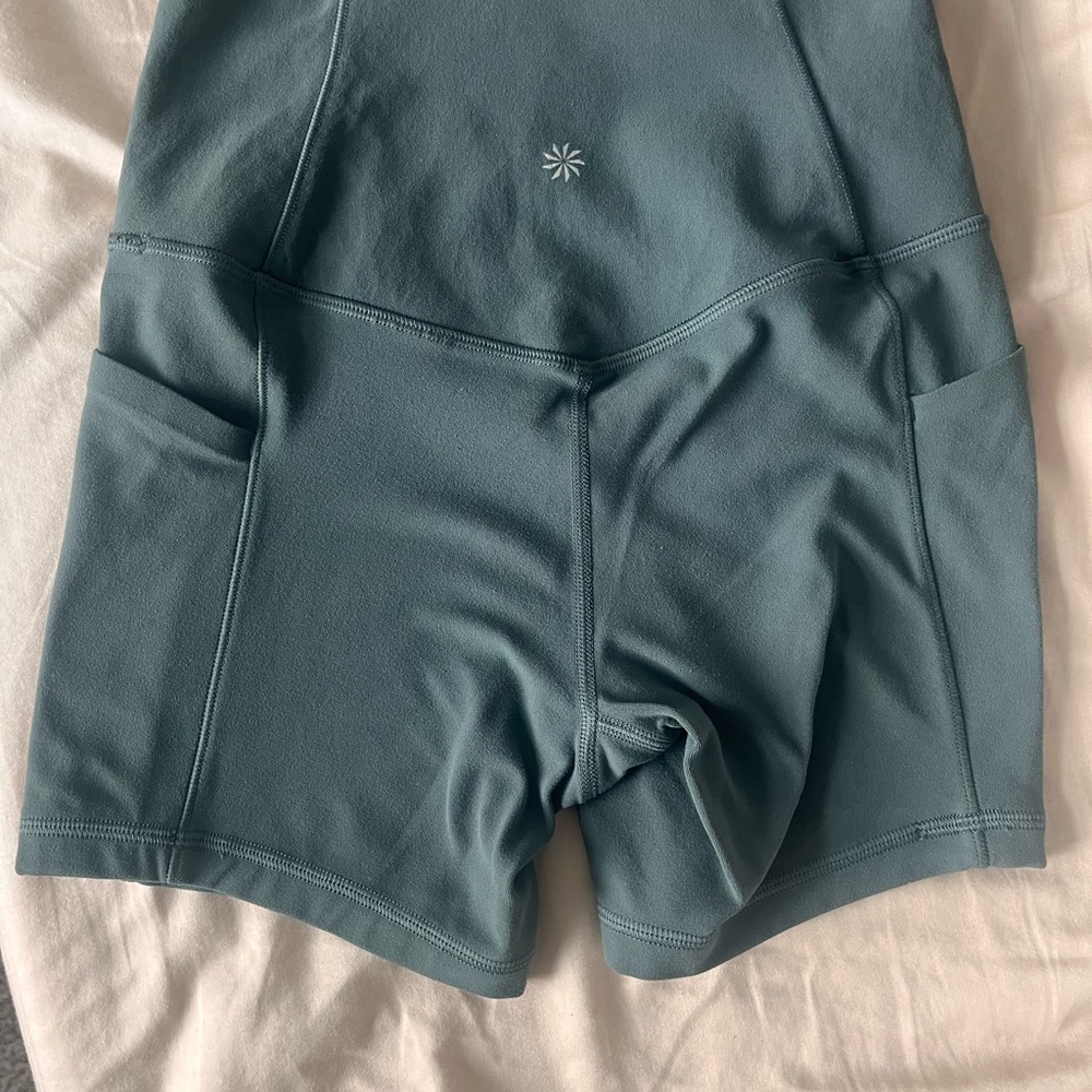 Athleta Blue Bike Shorts High-Waisted Performance